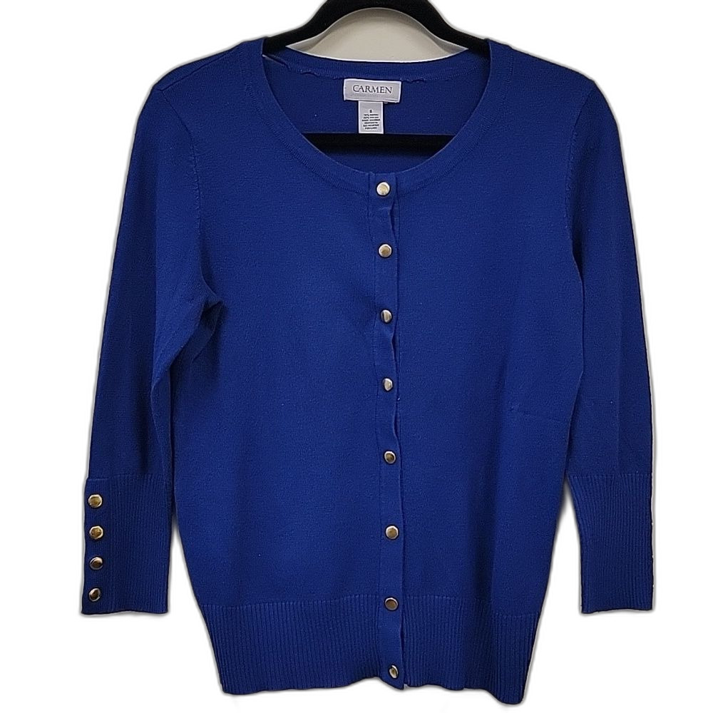 Carmen Marc Valvo Cardigan Blue Size S